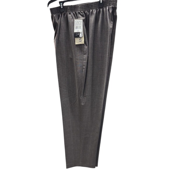 Donnkenny Pants - Vtg Donnkenny Woman Size 22W Choco Turq Plaid Striped Dress Slacks Elastic NWT